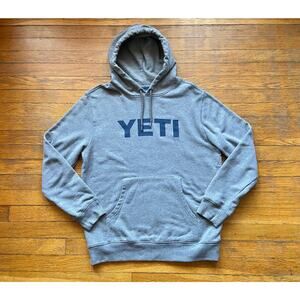 YETI Gray Logo Print Hoodie Mens sz M